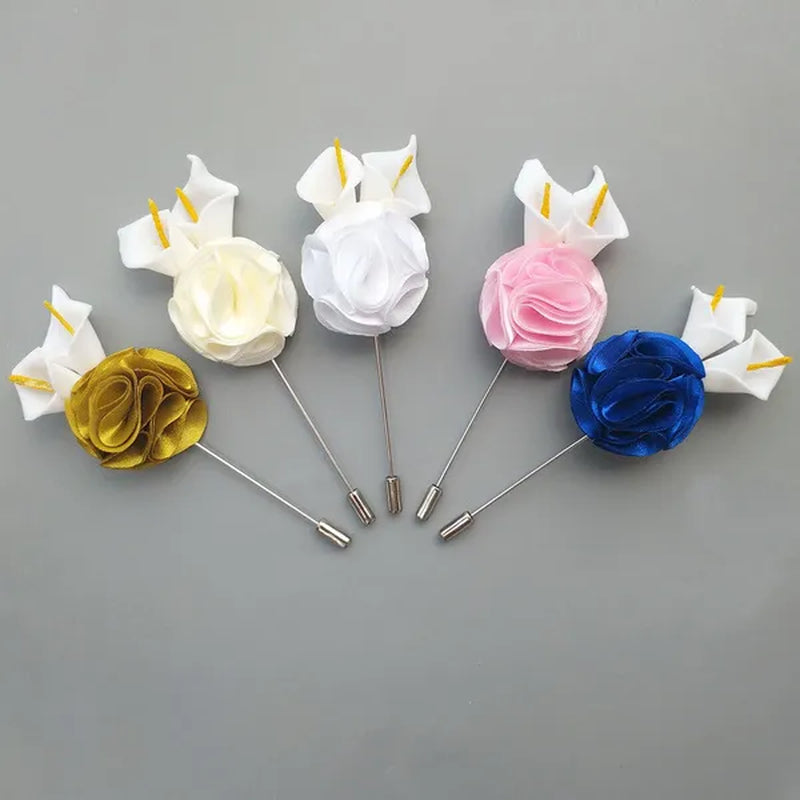 10pcs/lot Handmade Mini Calla Bride Groom Corsage Bridesmaid Sister Dress Flower Boutonniere Men's Suit Brooch Pin Wedding flower