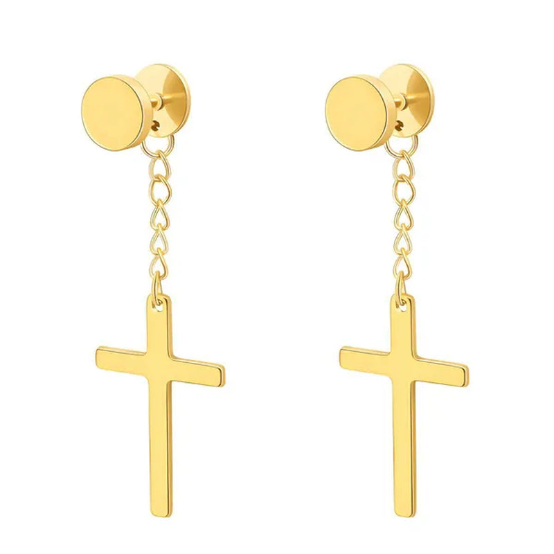 Fashion Barbell Earrings Stainless Cross Earrings Stainless Steel Cross Earrings Men