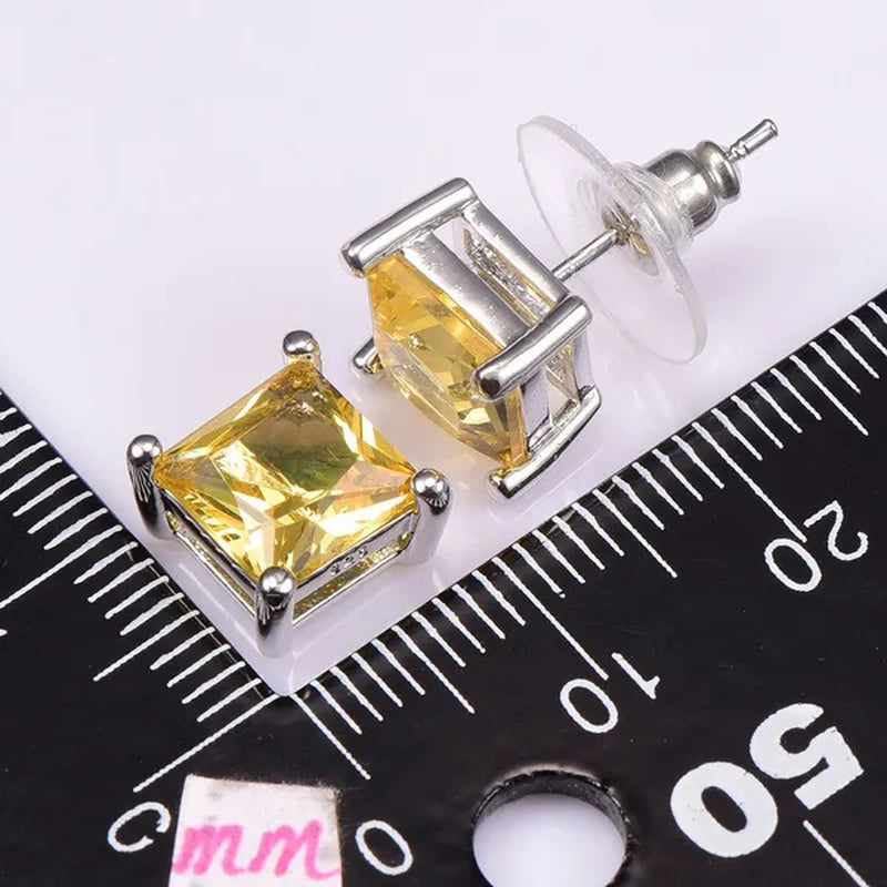 Citrine 925 sterling silver High Quality Gemstone Stud Earrings PE39