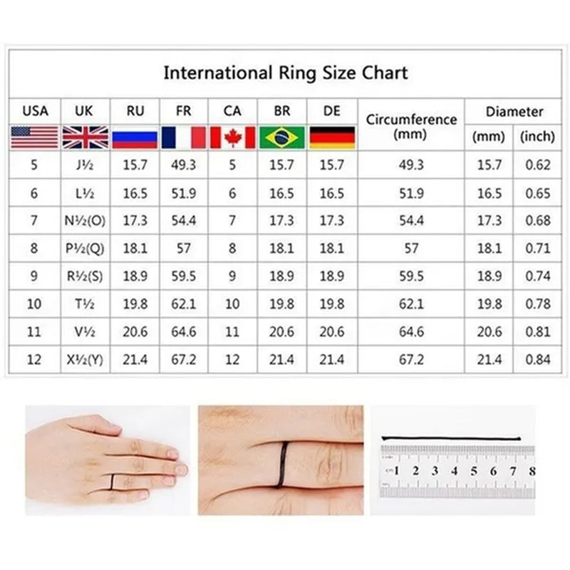 Exquisite fashion women's jewelry ladies black zircon ring bride princess engagement wedding jewelry mother's day gift size US5-11