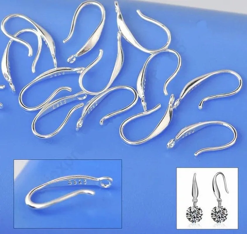 50PCS Wholesale Genuine Solid 925 Sterling Silver Earring Smooth Hook Ear Wires DIY Earring Accessories Jewelry Findings