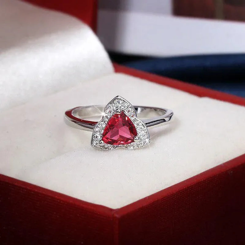 Classic Garnet Red Personality Ruby Color Zircon 925 Silver Ring Love Romance Ring Women'S Wedding Jewelry Engagement Ring