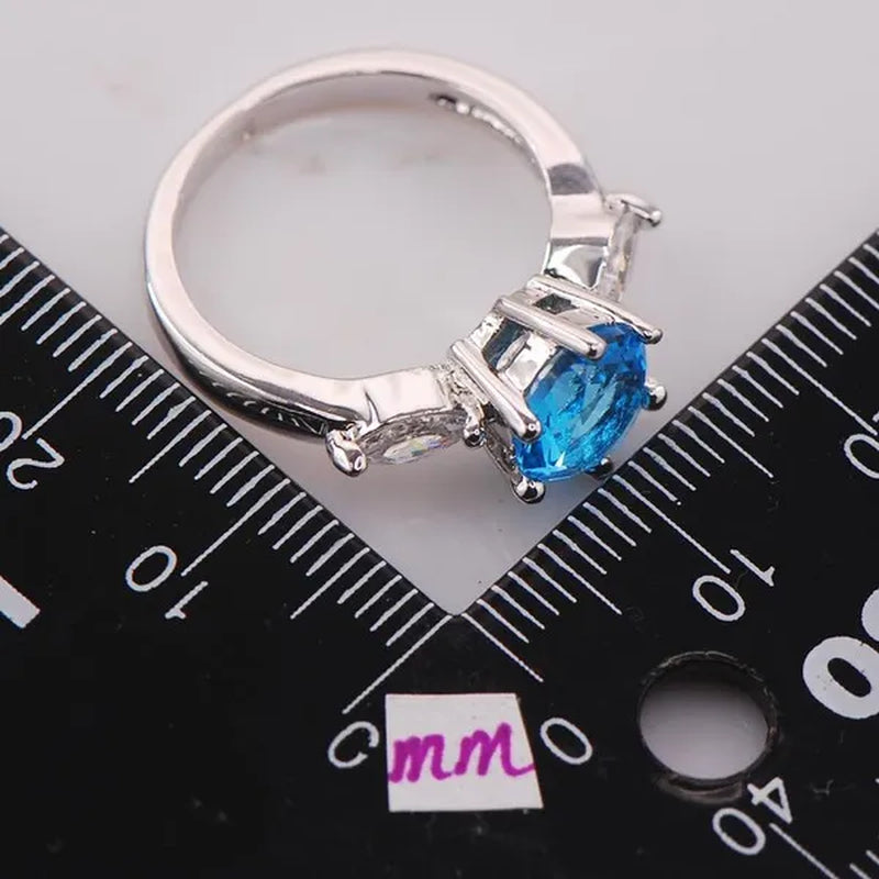 Blue Topaz 925 Sterling Silver Fashion Ring Size 6 7 8 9 10 F741