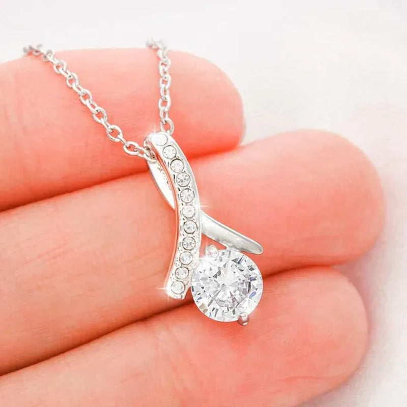 Amazing Gift for My Wife From Husband S925 Sterling Silver Cubic Zironia Alluring Beauty Pendant Necklace with Message Card