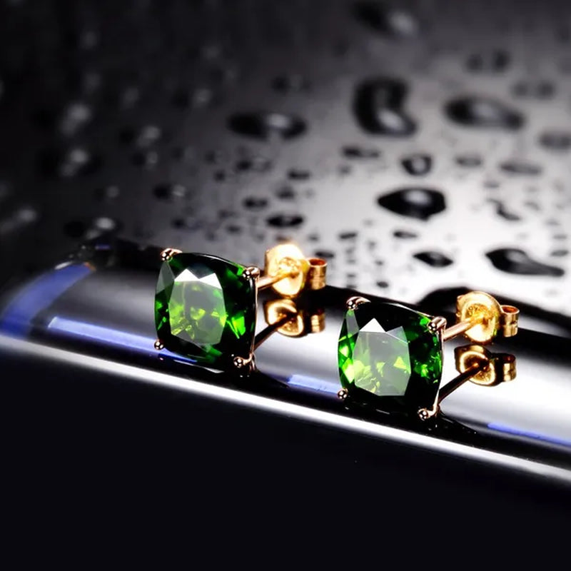 Fashion 18K Rose Gold Princess Bride Green Tsavorite Garnet Gemstone Earrings Women Female Jewelry