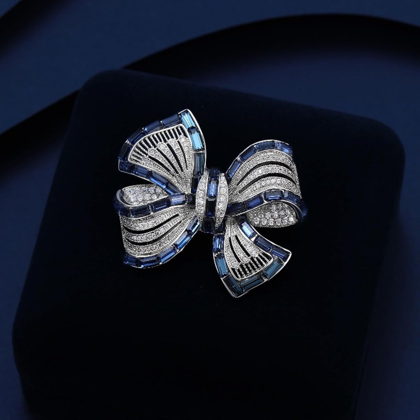 Yeapyeap Bow Brooches for Women Girl - Austrian Rhinestone Scarf Pin for Ladies Wedding Bouquet Broach for Birthday, Christmas, Anniversary(Silver)