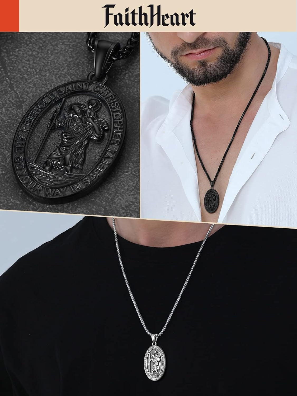 Saint Christopher Pendant Necklace for Men Women Stainless Steel Catholic Amulet Medal Jewelry Personalized Custom with Delicate Packaging
