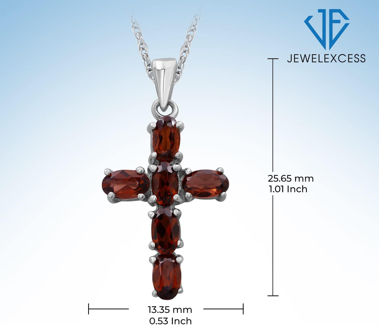 Silver Cross Necklaces for Women –Silver Cross Necklace for Women over .925 Sterling Silver Cross – Garnet Necklace – Hypoallergenic Cross Pendant