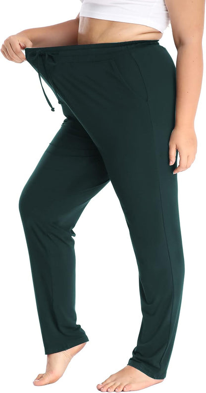 Women'S plus Size Comfy Lounge Pants Active Yoga Sweatpants Casual Stretchy Jogger Pants with Pockets Drawstring