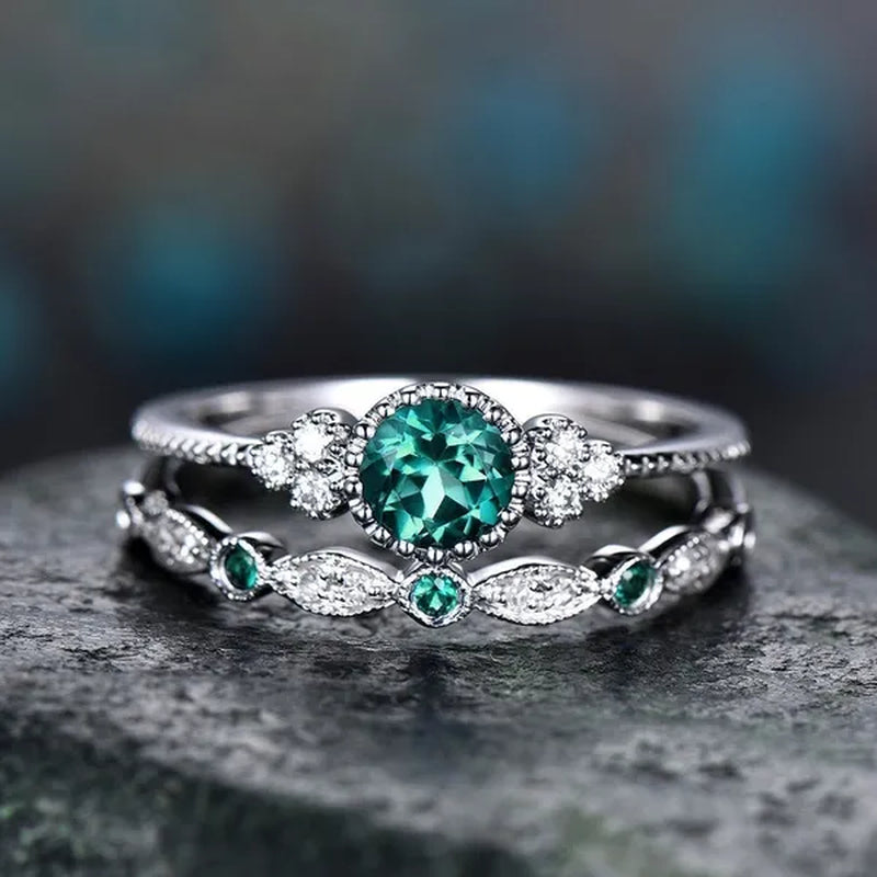 New Trendy 2019 Hot Sale Wedding Rings Set Natural Amethyst Sapphire Ring for Women Fashion Silver Jewelry with Gemstone Party Gift