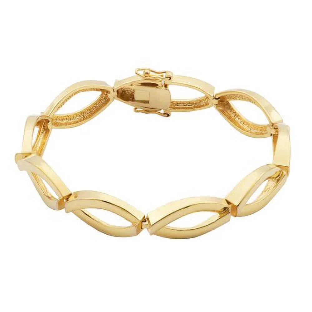 Women'S 18Kt Gold over Brass High-Polish Elong Link Bracelet, 7.5"