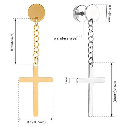 Fashion Barbell Earrings Stainless Cross Earrings Stainless Steel Cross Earrings Men