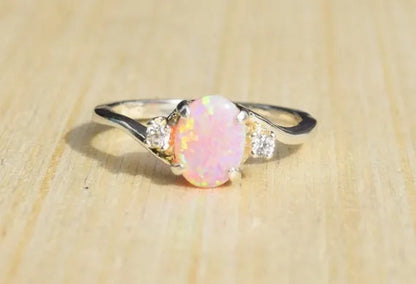 Exquisite Women wedding Jewelry Oval Cut Opal Jewelry Birthday Proposal Gift Bridal Engagement Party Band Rings Size 5 - 11