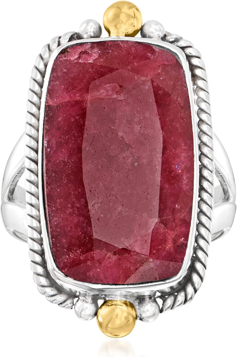 9.50 Carat Ruby Ring in Sterling Silver with 18Kt Gold over Sterling