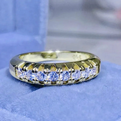 Luxury Silver /18K Gold Ring 925 Sterling Silver Womens Ring White Sapphire Wedding Band Engagement Diamond Ring Fine Jewelry Christmas Gift Size:6 7 8 9 10