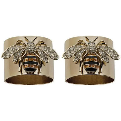 YOHAPP Unique Steam Punk Jewelry  gold plated Diamond Bee Ring Bee Jewelry Wide Band Ring for Women Anniversary Gift