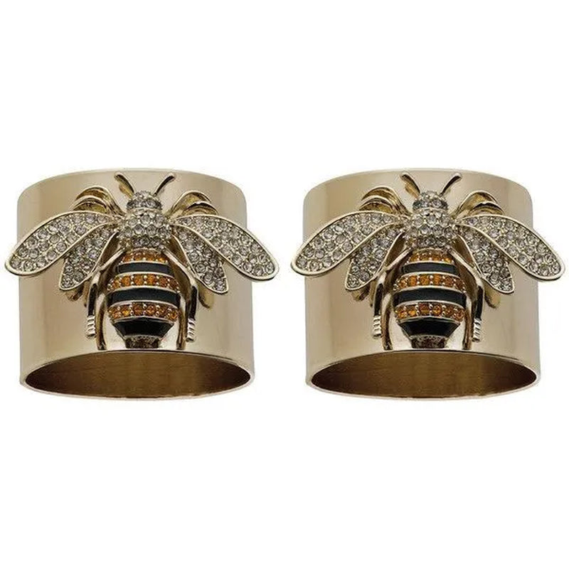 YOHAPP Unique Steam Punk Jewelry Gold Plated Diamond Bee Ring Bee Jewelry Wide Band Ring for Women Anniversary Gift