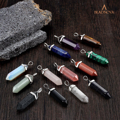 Crystal Necklaces for Women Crystal Pendant Gemstone Necklace for Spiritual Energy Healing Hexagonal Pendant Divination for Men (18 Inches Stainless Chain)