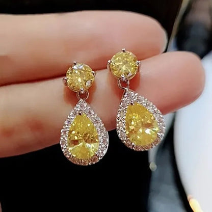 Drop Earrings Exquisite Silver Plated Stud Earrings Natural Amethyst Citrine Gemstones Engagement Earrings for Women Jewelry Gift