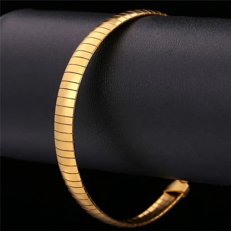 Trendy Women Jewelry Set Silver Gold Stainless Steel Choker Necklace Bracelet Set Suits