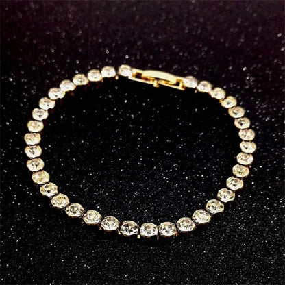 Trendy Romantic Lady Gold Plated Crystal Zircon Beaded Chain Bracelet Women Charm Gorgeous Exquisite Bracelets Valentine's Gift Party Wedding Jewelry