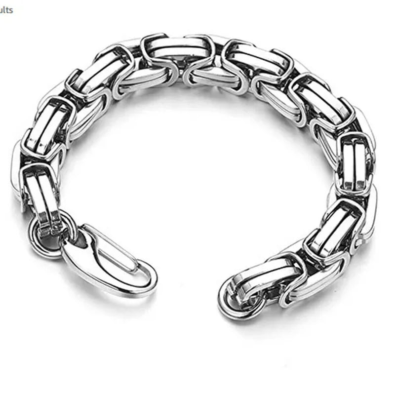 Men Jewelry Silver Stainless Steel Strong Byzantine Chain Curb Cuban Bracelet or Necklace 7inch-40inch