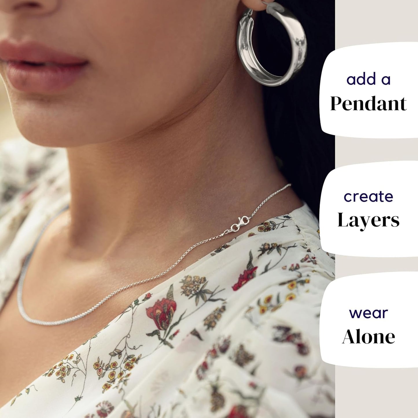Solid 925 Sterling Silver Chain Necklace - Diamond Cut Cable Link Chain – 1.6Mm Thin, Dainty, for Women & Men with Lobster Clasp – Made in Italy, (16-30 Inch)