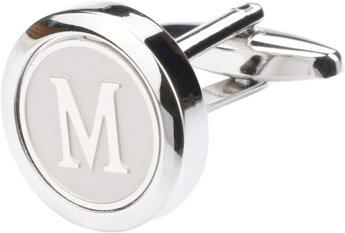 Mens Classic Stainless Steel Initial Cufflinks 26 Alphabet Initial Letter Cufflinks Business Wedding Shirts A-Z