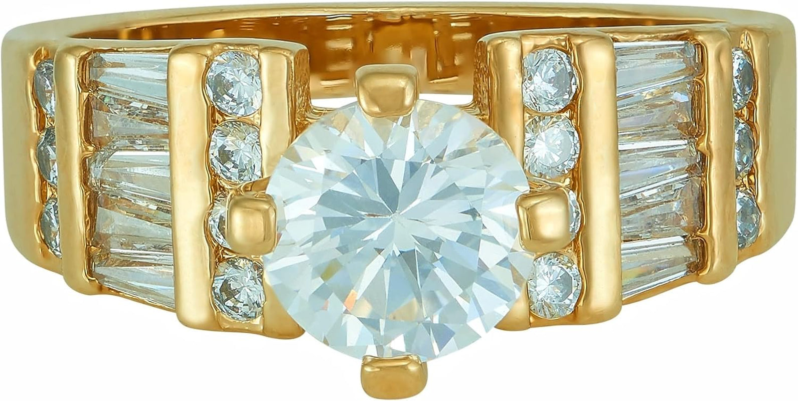 Circle Cubic Zirconia Wedding Ring for Women & Girls 24K Gold Plated