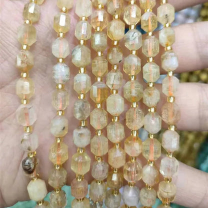 8Mm Faceted Natural Blue Apatite Morganite Tiger Eye Citrine Strawberry Sunstone Gem Stone Beads round Loose Spacer Beads