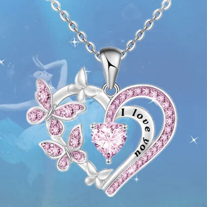 Exquisite Fashion Creative Women's Butterfly Necklace Crystal Butterfly Jewelry Love Pendant Butterfly Necklace Women's Wedding Jewelry Birthday Party Anniversary Gift Jewelry
