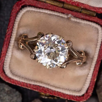 Exquisite Bridal Wedding Ring Gold Plated Claw Setting Solitaire Diamond Rings for Women Engagement Proposal Ring Jewelry