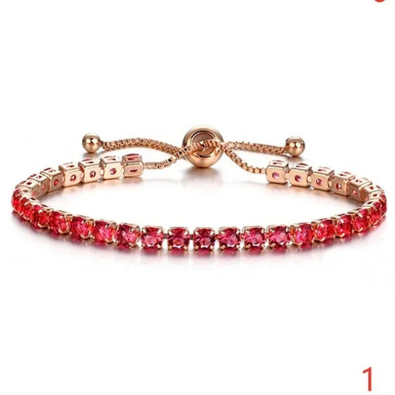European and American Women Exquisite Diamond Crystal Push Pull Bracelet Nine Color Light Luxury Micro-Inlaid Zircon Simple Adjustable Student Bracelet for Women Crystal Bracelet for Women