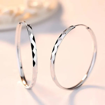 New 925 Sterling Silver Large Circle Hoop Earrings for Women Fashion Party Wedding Jewelry Gifts