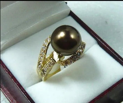 Fashion Women's 12mm South Sea Shell Pearl Jewelry Ring Size 6 7 8 9 k04
