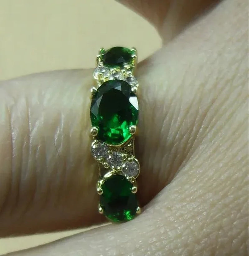 4-Color Natural 2.32CT Sapphire/Ruby/Alexandrite/Emerald Diamond 14K Yellow Gold Wedding Ring Size 6-11