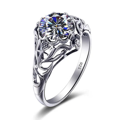 2017 Romantic Antique Female Ring 2Ct AAAAA White Created Zircon 925 Sterling Silver Engagement Wedding Band Ring for Women