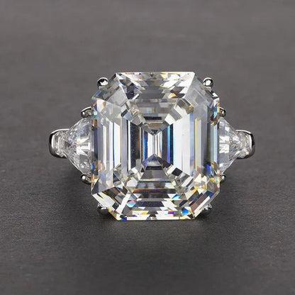 Luxury Silver Plated Created Pink White Sapphire Square Cut Diamond Wedding Engagement Cocktail Women Moissanite Rings Fine Jewelry