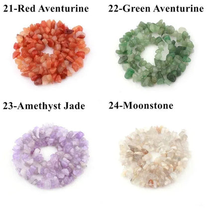 80Kinds 5-8MM natural stone irregular shape free-form chip beads tiger eye amethyst turquoise white crystal red coral Lapis lazuli used for jewelry making DIY bracelet 30"