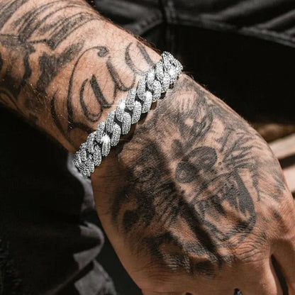 Gold/Silver Stainless Steel Hip Hop Jewelry Iced Out Rhinestone Thick Miami Cuban Link Chain Necklace Bracelet 7-28 Inch