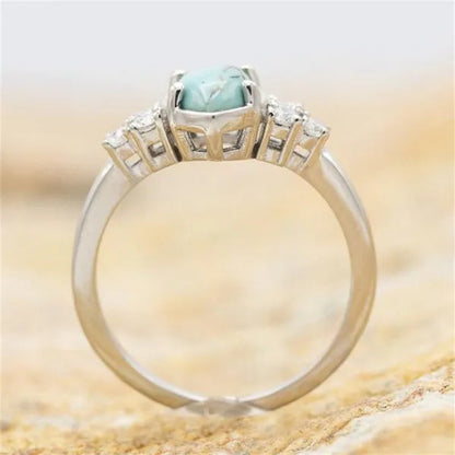 3 Pieces/Set Womens Gold Plated Multilayer Hollow Turquoise Rings with Delicate Moissanite Engagement Wedding Rings Anniversary Birthday Christmas Gift Jewelry Sizes 5-11