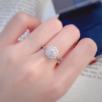 Women's Fashion 925 Sterling Silver Full Diamond Ring White Sapphire Moissanite Jewelry for Women Rings Elegant Bride Proposal Engagement Wedding Accessories Party Band Anniversary Gift Size 4-11 Bague Femme