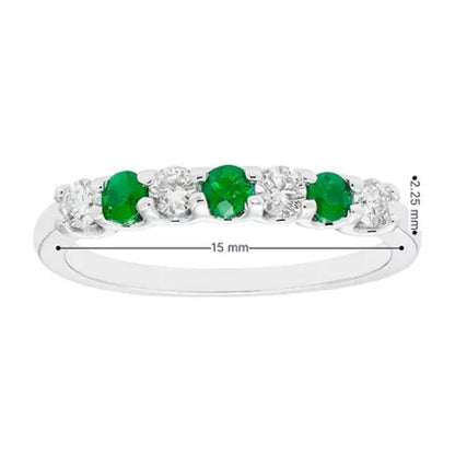 Emerald & 0.14 CT. T.W. Diamond Band in 14K White Gold