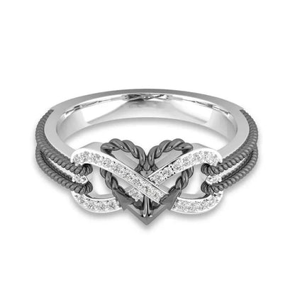 Exquisite 925 Sterling Silver Rings Infinite Love Motif Two-tone Anchor Heart Promise Anniversary Engagement Wedding Jewelry Ring Gift For Women Size 6 - 10