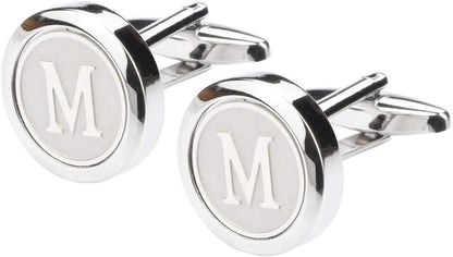 Mens Classic Stainless Steel Initial Cufflinks 26 Alphabet Initial Letter Cufflinks Business Wedding Shirts A-Z