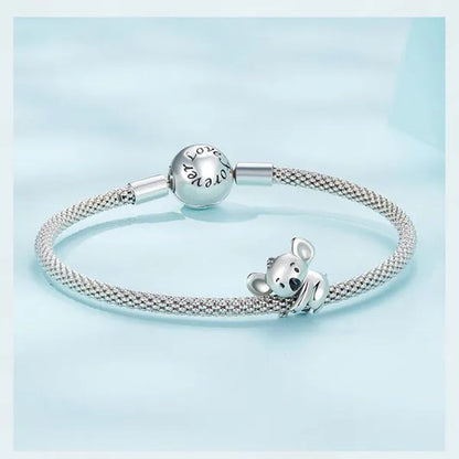 925 Sterling Silver Cute Animal Koala Charm Fit Charm Bracelets DIY