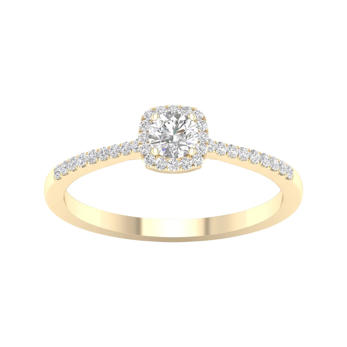 1/4 Ct TDW round Diamond Halo Engagement Ring in 10K Yellow Gold (H-I, I2)