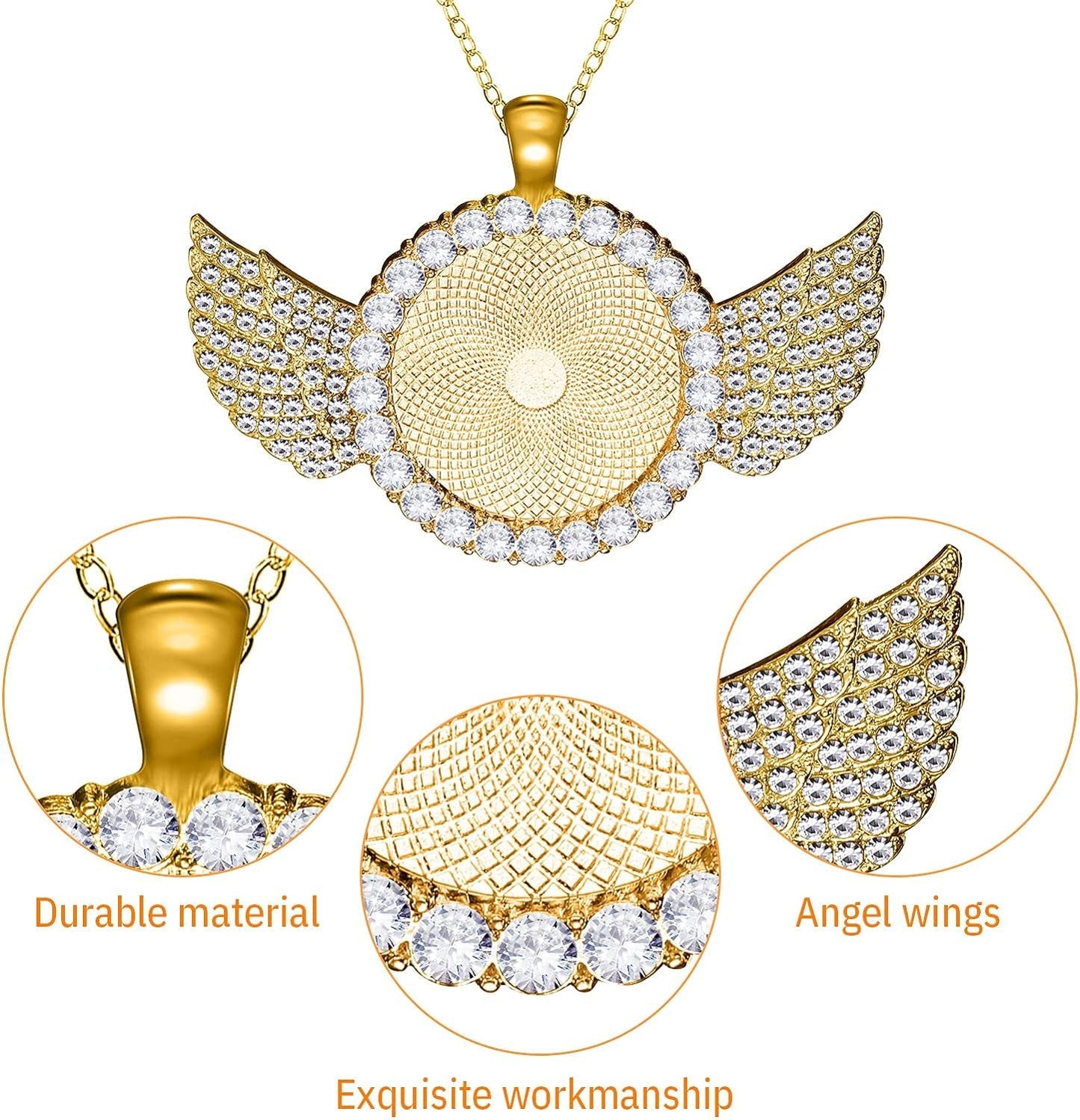 36 Pieces 25Mm Rhinestone Pendant Set, 12 Pieces 3 Shape Rhinestone Wing Bezel Pendant Tray 12 Piece Clear Glass Cabochons 12 Pieces Lobster Clasp Link Necklace Chain for DIY Jewelry Craft