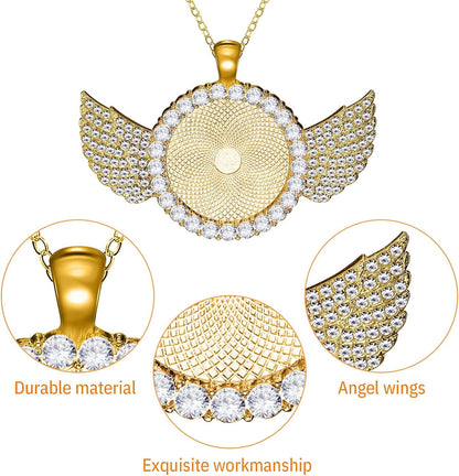 36 Pieces 25Mm Rhinestone Pendant Set, 12 Pieces 3 Shape Rhinestone Wing Bezel Pendant Tray 12 Piece Clear Glass Cabochons 12 Pieces Lobster Clasp Link Necklace Chain for DIY Jewelry Craft