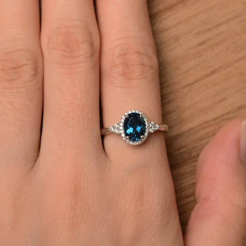 Mystic Topaz Ring Oval Cut Promise Engagement Ring Solid Sterling Silver Ring Rainbow Gemstone Birthstone Ring